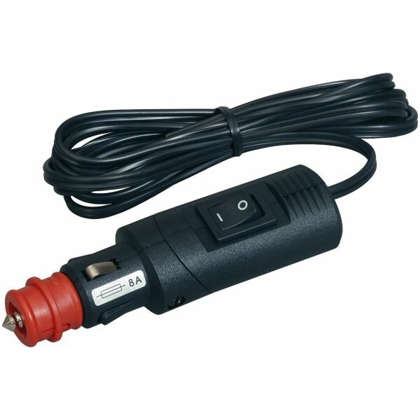 Schwarz, roter Sicherheitsstecker mit Schalter und 2 m Kabel.